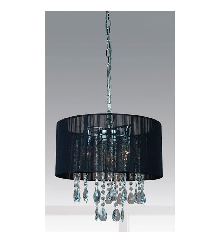 Lampa wisząca Essence czarny abażur ze zwisającymi kryształami do salonu jadalni nad stół sypialni