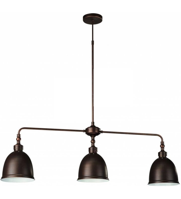 Brązowa metalowa potrójna lampa wisząca Dunlo nowoczesna styl vintage np. nad stół wyspę kuchenną - DOSTĘPNA OD RĘKI