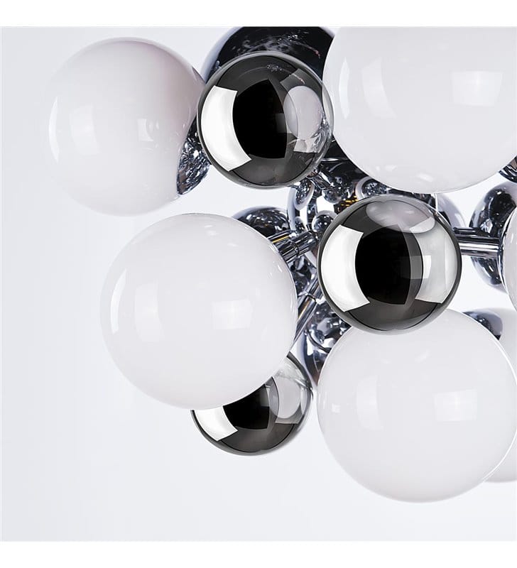 Lampa wisząca Noble nowoczesna designerska białe i chromowane kule