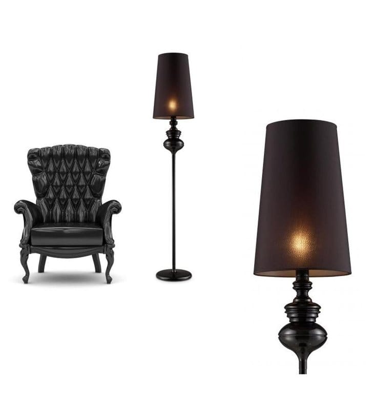 Lampa podłogowa Baroco czarna designerska w sylu glamour