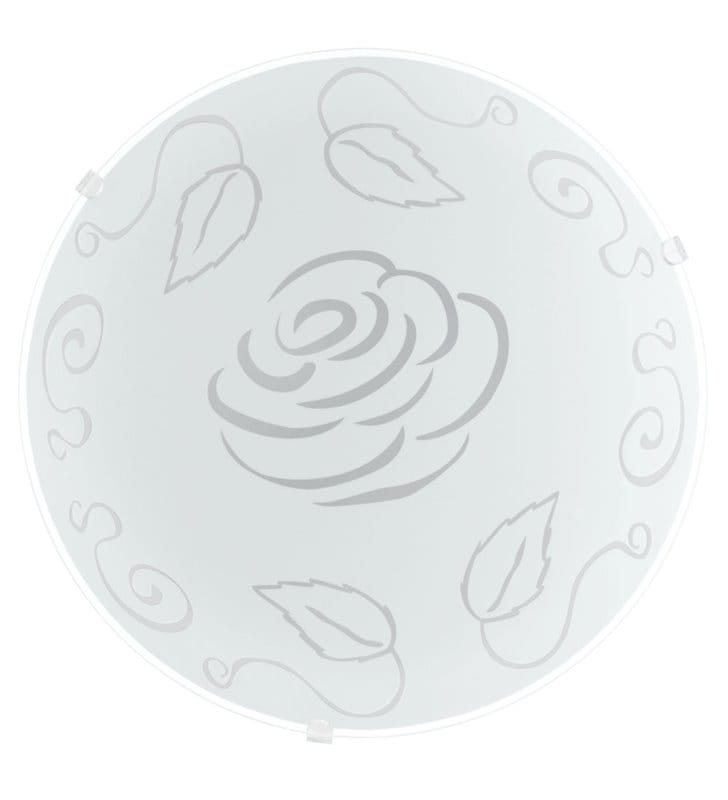 Plafon Mars1 25cm okrągły klosz szklany z ozdobnym wzorem róża