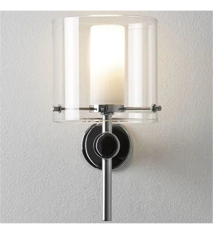 Lampa łazienkowa do lustra Arezzo podwójny szklany klosz możliwość montażu na lustrze