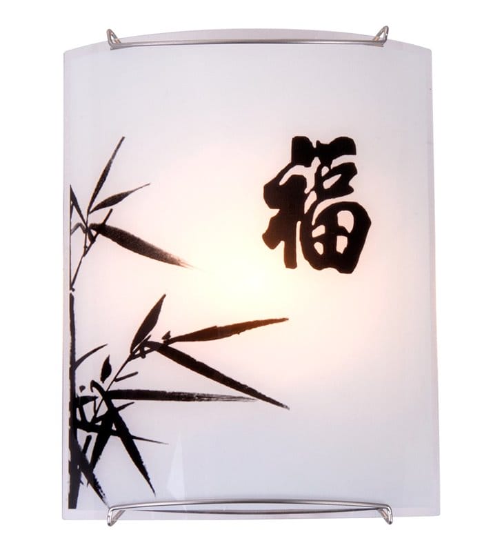 Kinkiet Chimaira szklany w stylu orientalnym dekoracyjny wzór na kloszu do salonu sypialni na przedpokój - DOSTĘPNY OD RĘKI
