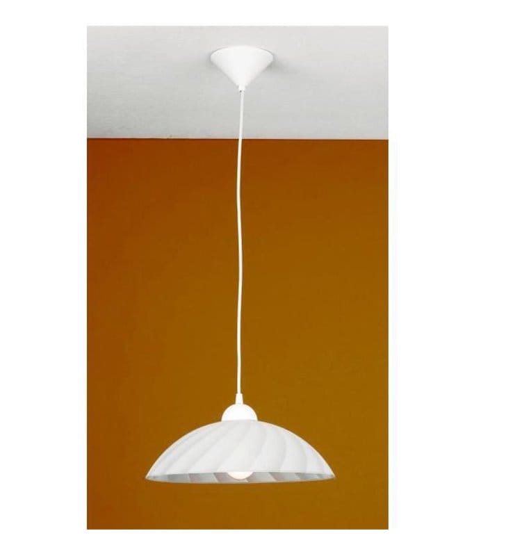 Kuchenna prosta lampa wisząca ze szklanym białym kloszem Vetro - OD RĘKI