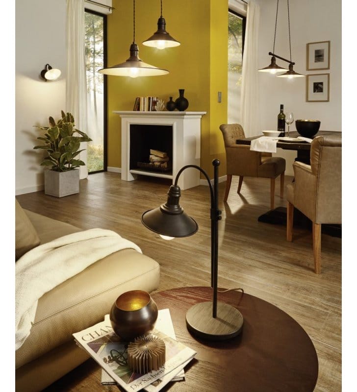 Lampa wisząca Stockbury pojedyncza metalowa brązowa w stylu vintage retro loftowym