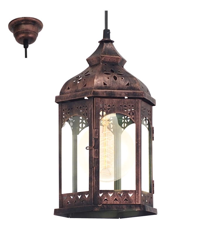 Lampa wisząca Redford1 elegancka pojedyncza w stylu vintage wisząca latarenka