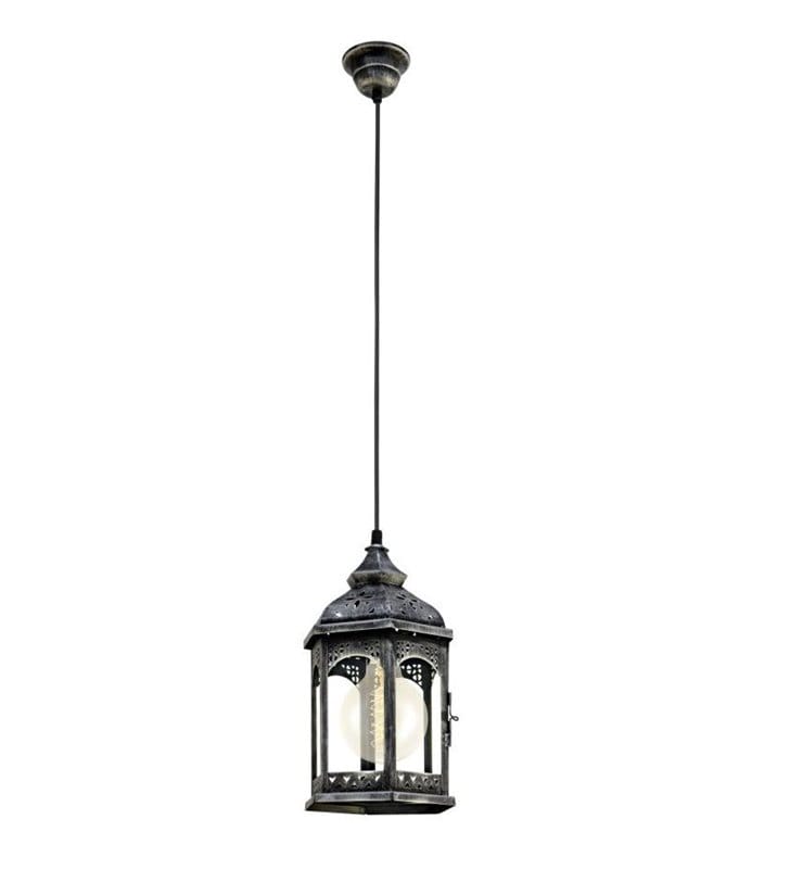 Lampa wisząca Redford1 wisząca latarenka w stylu vintage antyczne srebro