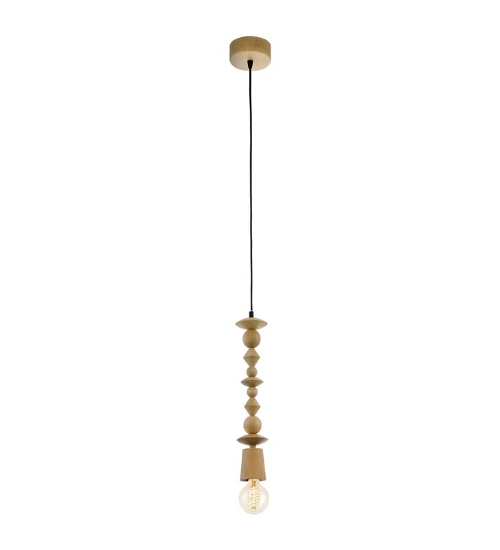 Lampa wisząca Avoltri oprawka drewniana dąb w stylu vintage
