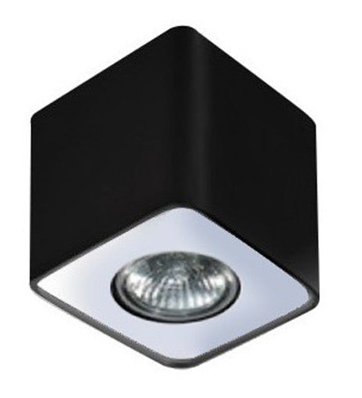 Nino lampa downlight pojedyncza kwadratowa czarna z wykończeniem w kolorze aluminium