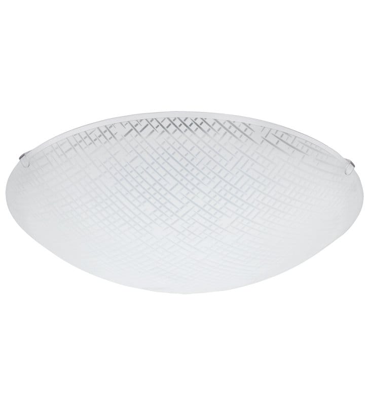 Szklany plafon LEDowy Margitta1 31cm klosz okrągły ze wzorem biały bezbarwny