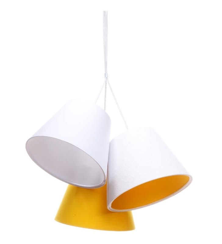 Potrójna biało żółta lampa wisząca Wioletta do salonu sypialni jadalni pokoju dziecka