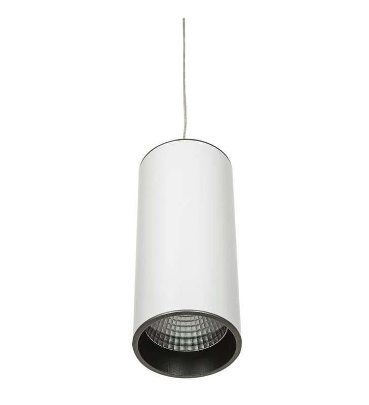 Biała matowa lampa wisząca z szarym wykończeniem Moldes LED mała nowoczesna - DOSTĘPNA OD RĘKI