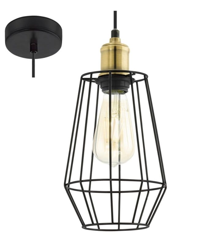 Czarno patynowa nowoczesna lampa wisząca Denham styl vintage