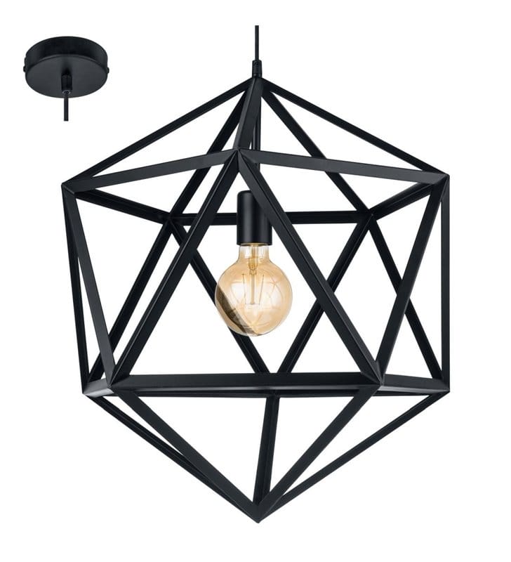 Embleton metalowa czarna lampa wisząca o geometrycznym kształcie długi zwis