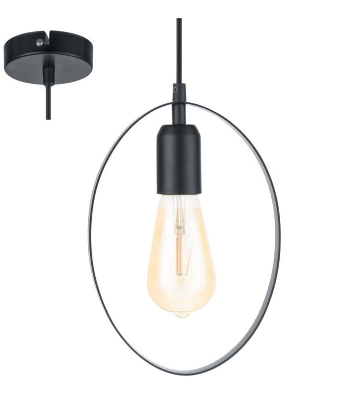 Lampa wisząca Bedington czarna owalna nowoczesna minimalistyczna