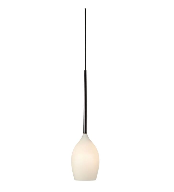 Lampa wisząca Salut 1 żarówka 40W czarna biały szklany klosz do salonu sypialni jadalni kuchni nad stół