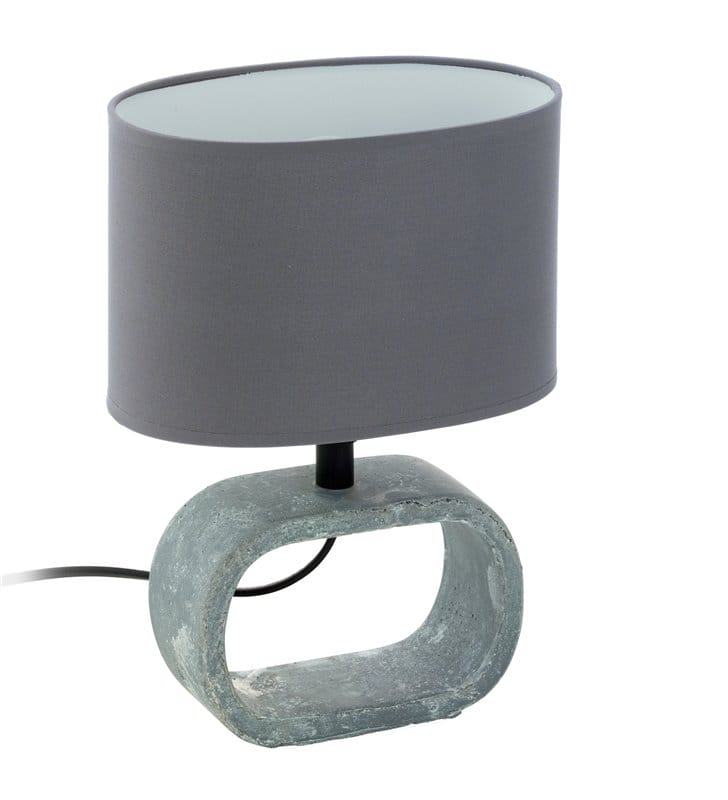 Lagonia1 nowoczesna lampa stołowa z ceramiczną podstawą abażur z tkaniny kolor szary