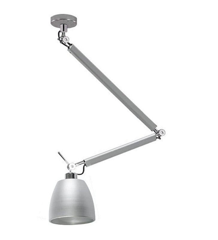 Nowoczesna praktyczna lampa wisząca z regulacją wysokości Zyta łamane ramię kolor aluminium z chrom