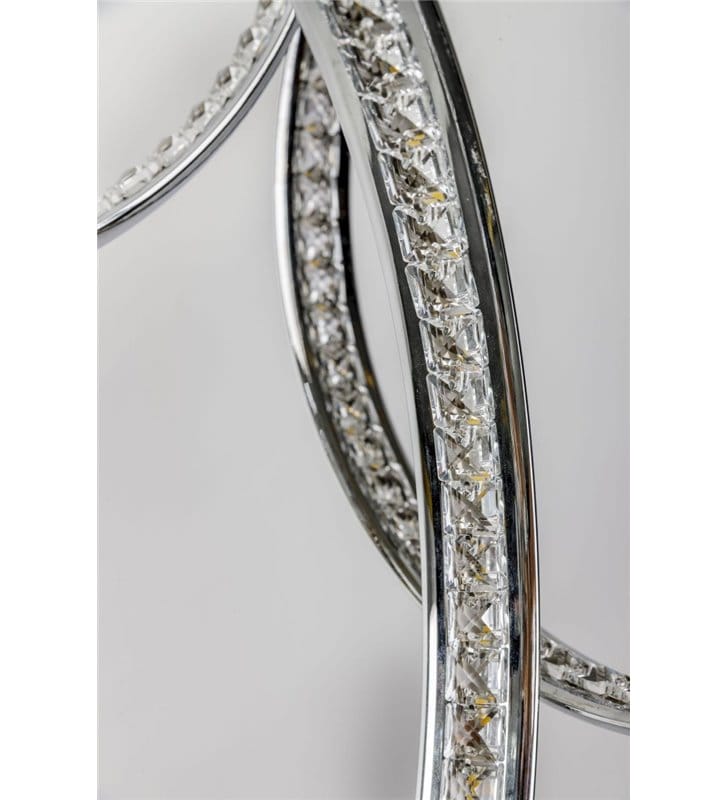 Designerska lampa wisząca Olimp chromowane pierścienie ozdobione kryształkami do salonu sypialni nad schody