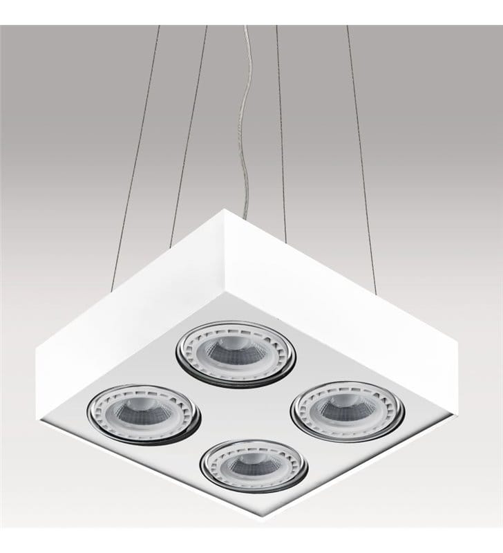Lampa wisząca Paulo kwadratowa biała z 4 żarówkami styl techniczny