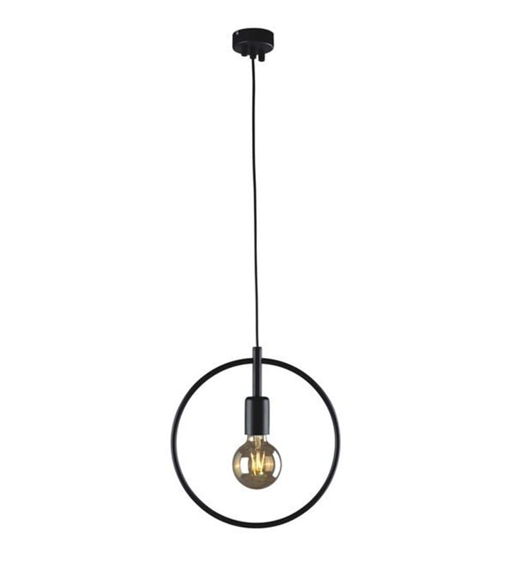 Loftowa lampa wisząca Tobik czarna minimalistyczna obręcz