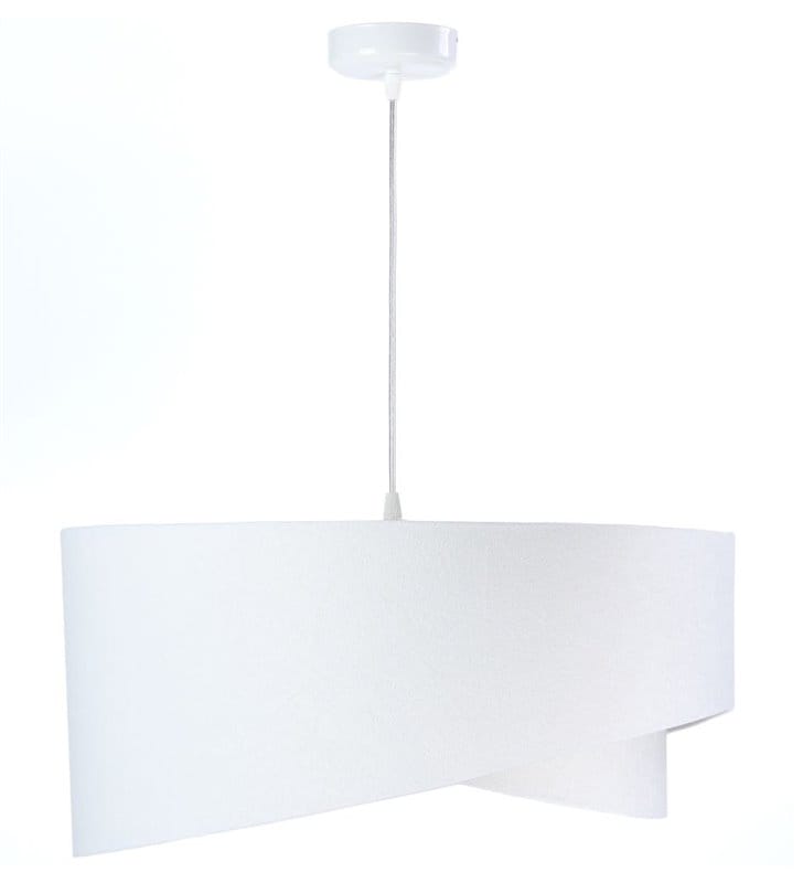 Lampa wisząca Floriano biały welur wnętrze bordowe abażur asymetryczny do salonu jadalni sypialni pokoju dziecka gościnnego