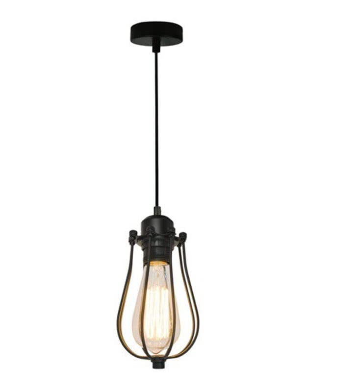 Lampa wisząca Horta czarna metalowa widoczna żarówka styl nowoczesny loftowy industrialny
