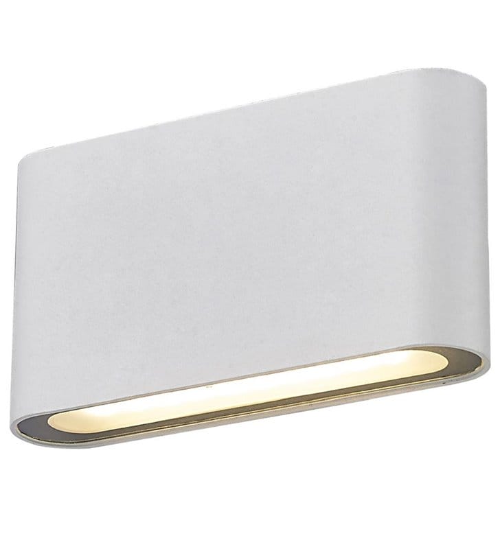 Mała nowoczesna lampa ścienna Ricky biała LEDowa prostokątna do wnętrz w stylu minimalistycznym