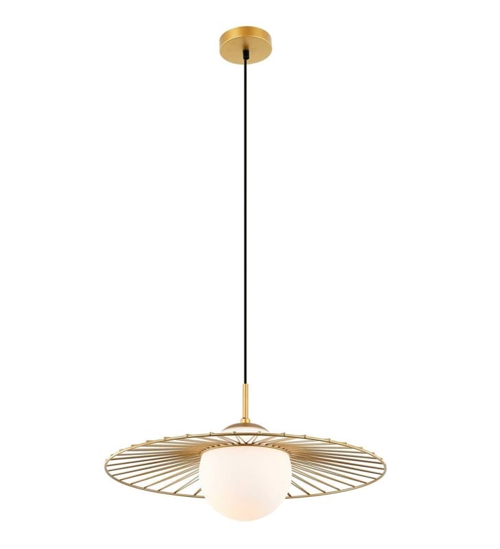 Lampa wisząca Sally w kolorze złotym połączenie metalu ze szkłem do salonu sypialni jadalni kuchni