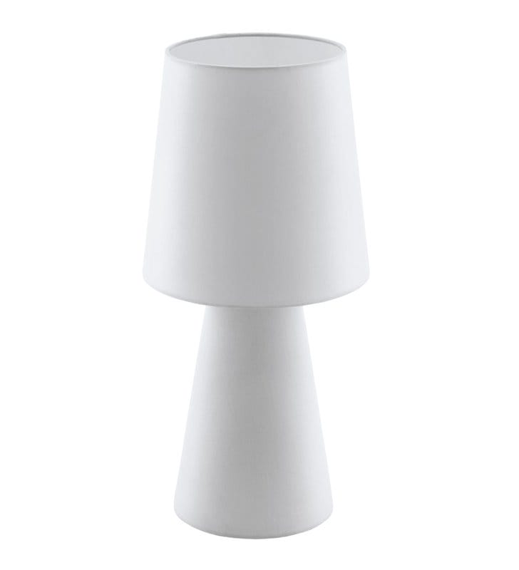 Biała lampa stołowa z materiału z podświetlaną podstawą i abażurem wysokość 47cm Carpara