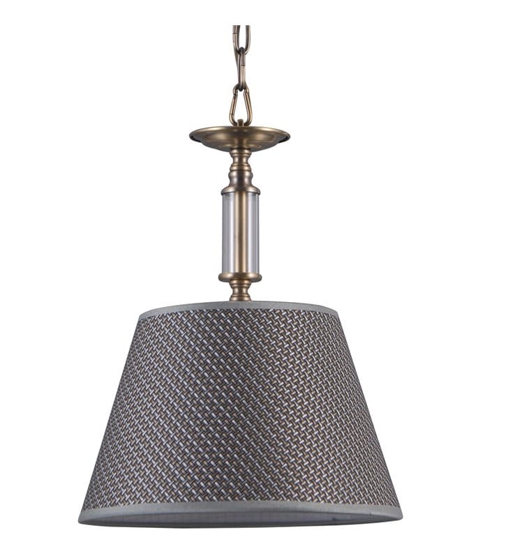 Klasyczna lampa wisząca Zanobi brąz antyczny szary abażur do salonu sypialni jadalni kuchni