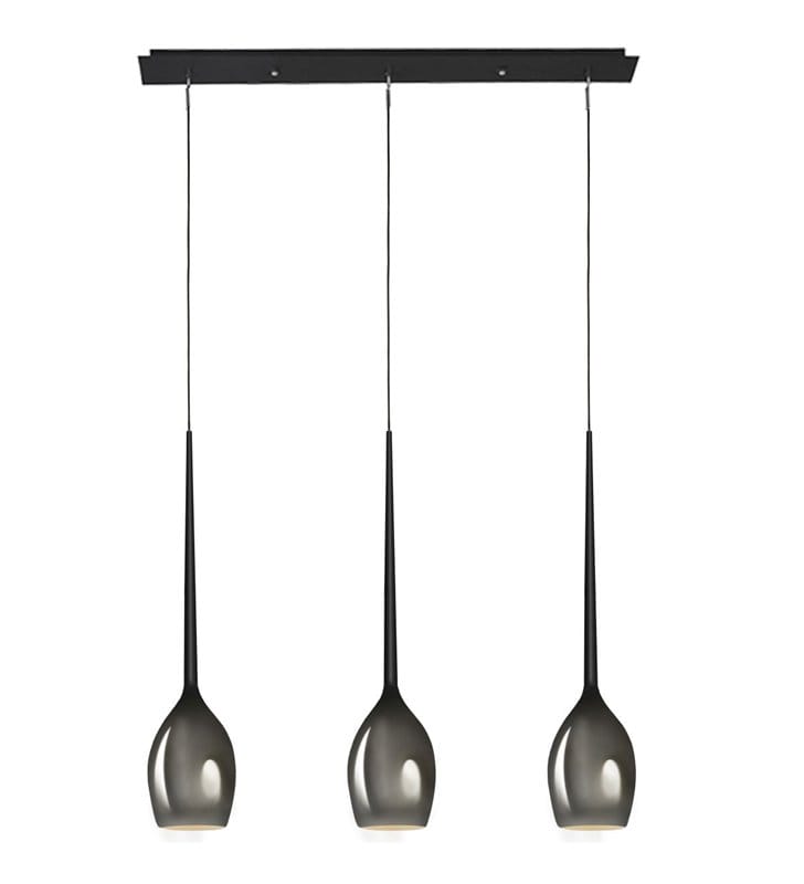 3 zwisowa nowoczesna lampa Izza czarna ze szklanymi dymionymi kloszami do jadalni nad stół do salonu sypialni kuchni