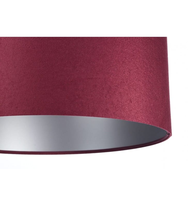 Nowoczesna lampa zwisająca wykonana z weluru w kolorze purpurowym Fuksja Srebrna