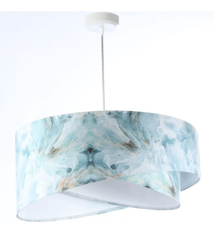 Lampa wisząca Ice niebiesko biała abażur 50cm do salonu sypialni jadalni nad stół