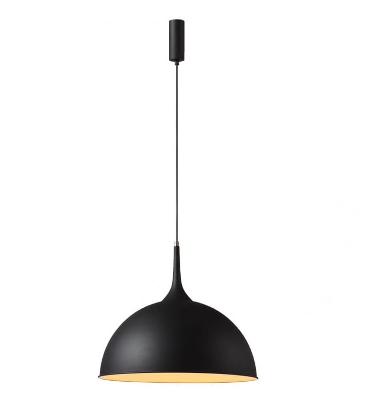 Lampa wisząca Mia czarna nowoczesna wykonana z metalu klosz okrągły kopuła do salonu kuchni jadalni nad stół