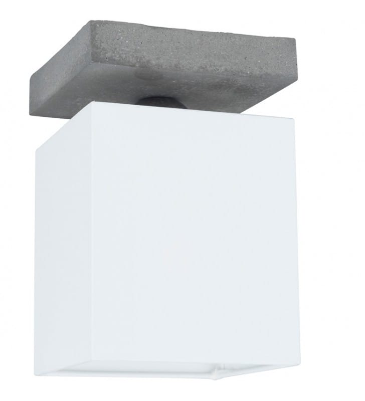 Lampa sufitowa Great szary beton abażur biały mała kwadratowa