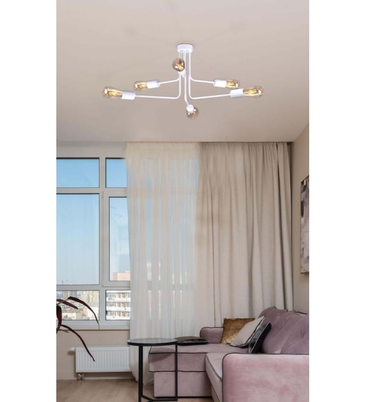 Lampa sufitowa żyrandol Peka kolor biały mat styl loftowo industrialny np. do pokoju nastolatka