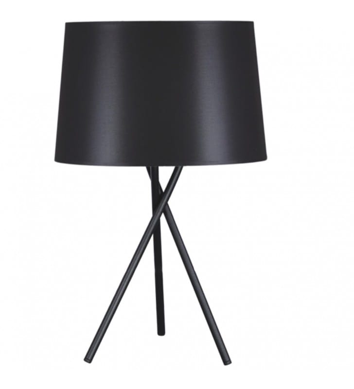 Lampa stołowa na 3 metalowych nogach Remi Black abażur stożek włącznik na kablu