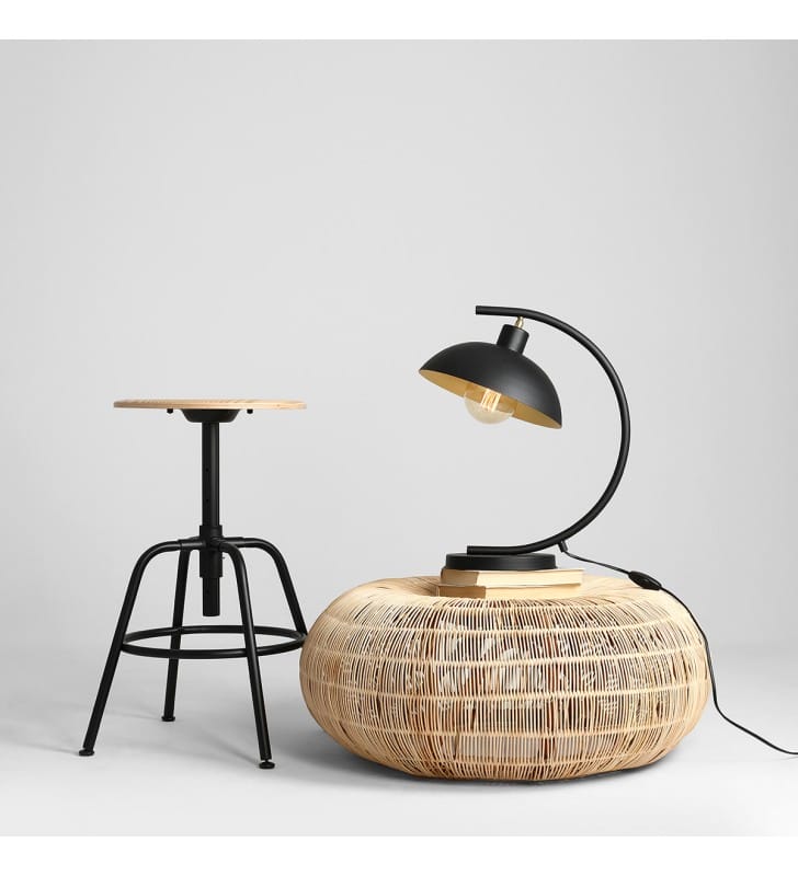 Lampa stołowa biurkowa Escape czarna nowoczesna z metalu na biurko i stolik nocny