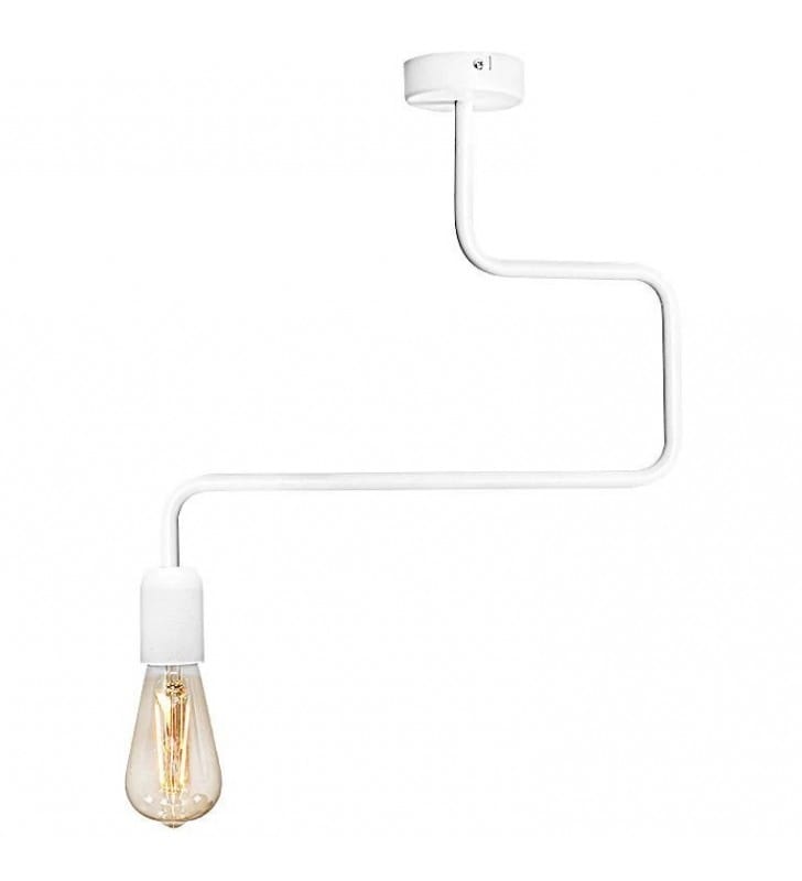 Lampa sufitowa Eko White biała metalowa pojedyncza minimalistyczna bez klosza loft industrialna