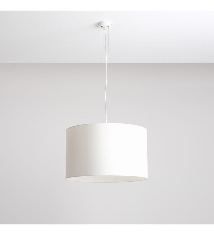 Lampa wisząca Barilla biała okrągły abażur walec 50cm na 3 żarówki do salonu sypialni jadalni kuchni