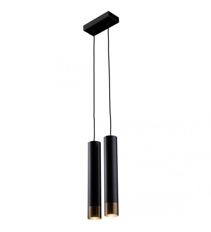 2 punktowa lampa wisząca Eido czarna z patynowymi detalami na kloszach do salonu sypialni jadalni kuchni