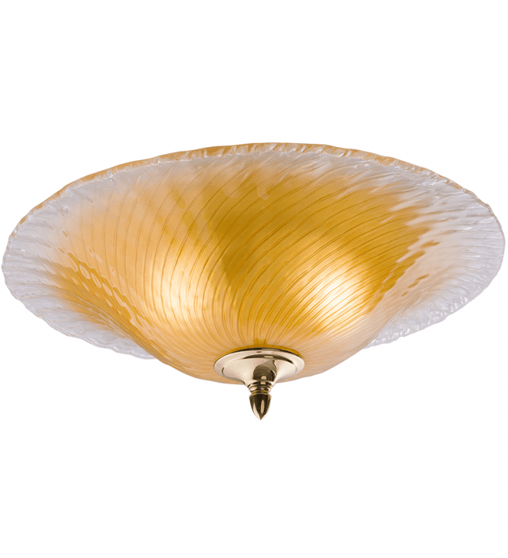 Bursztynowy klasyczny plafon ze szkła ze złotym wykończeniem Roma 55cm na przedpokój do salonu sypialni