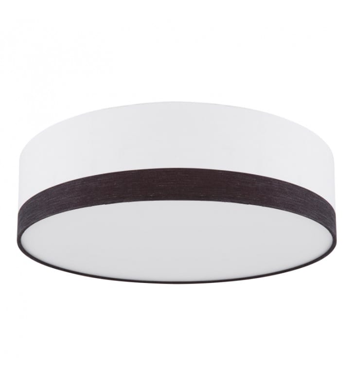 Materiałowy biały okrągły plafon z czarnym pasem Maggy LED 38cm zmiana barwy światła