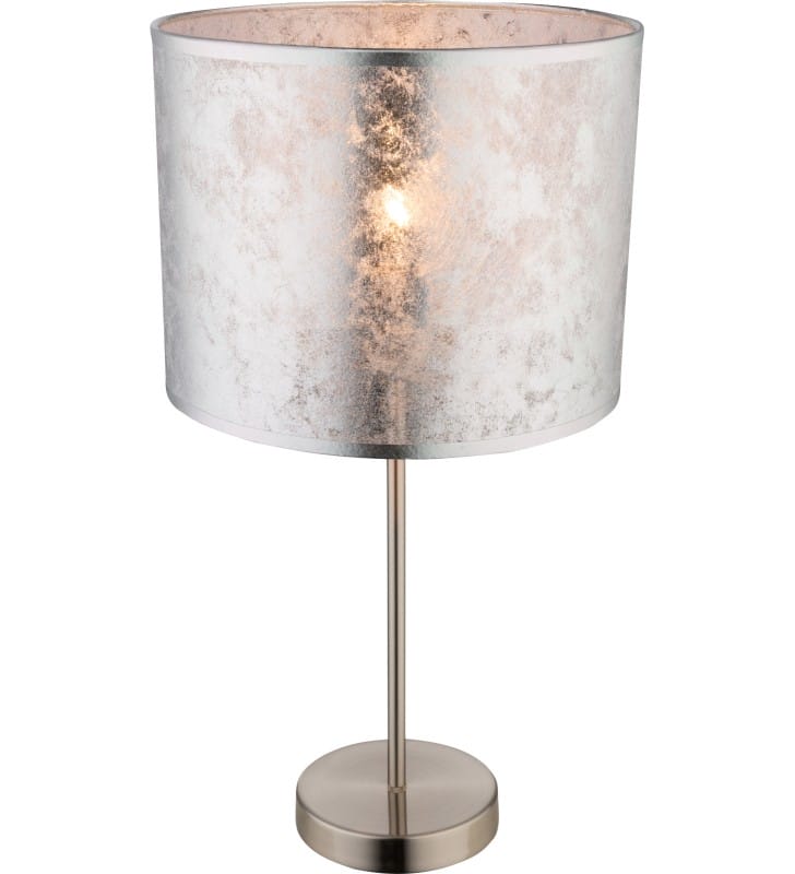Lampa stołowa Amy I srebrna abażur tekstylny wysoka 50cm