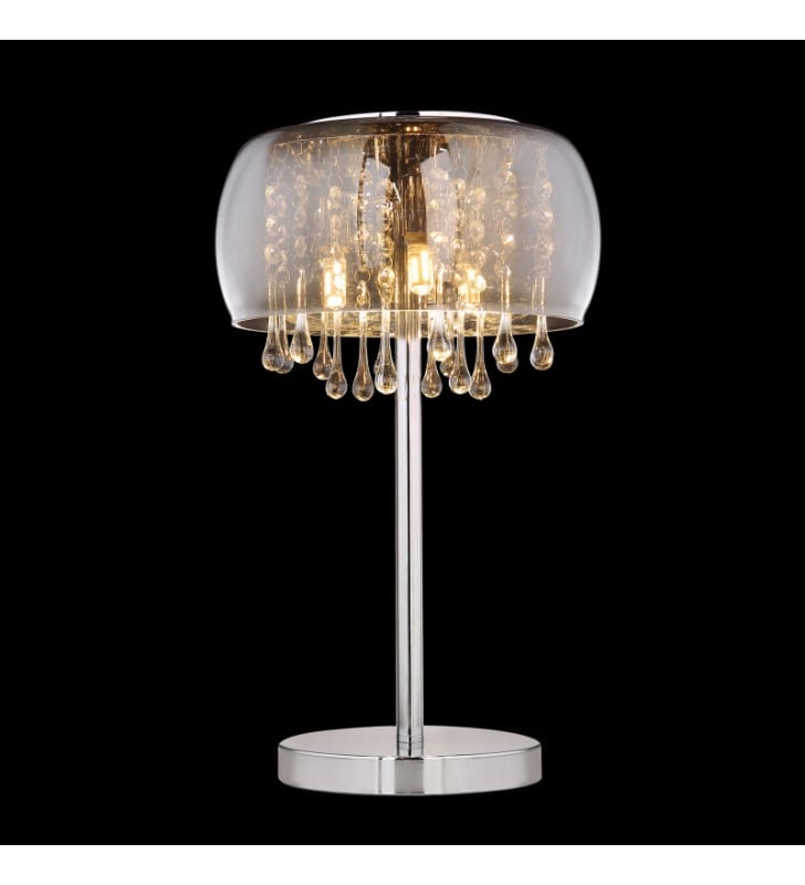 Kryształowa lampa stołowa Kalla klosz z dymionego szkła w stylu glamour