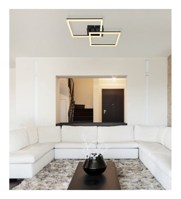 Kwadratowy czarny plafon 2 ramki Tiny LED 3000K do salonu sypialni kuchni na przedpokój