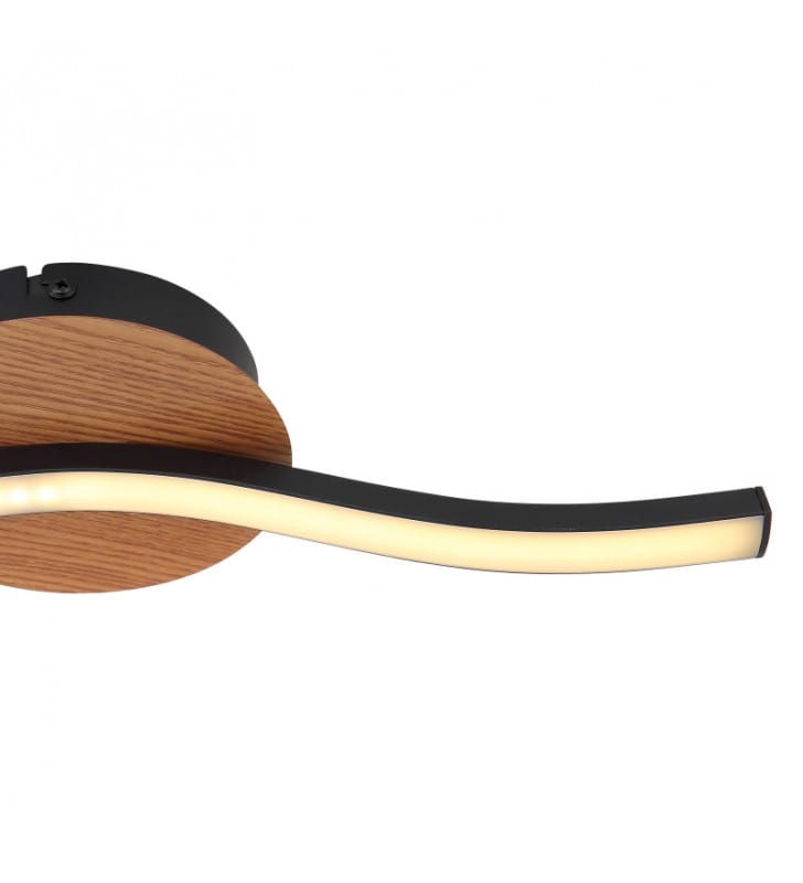 Lampa sufitowa Evita LED mała 1 wąskie ramię czarny i metal jak drewno