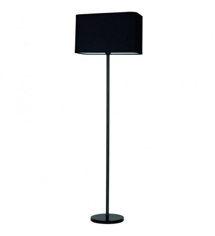 Czarna lampa stojąca do salonu sypialni Cadre abażur prostokątny podstawa czarny metal