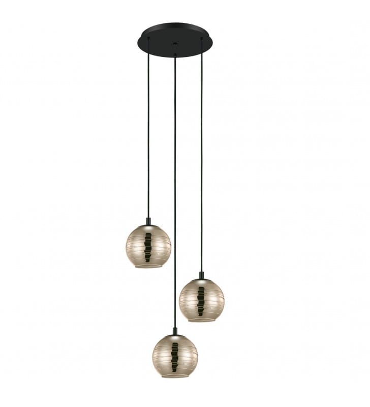3 zwisowa lampa Lemorieta czarno złota szklane klosze kule np. nad stół